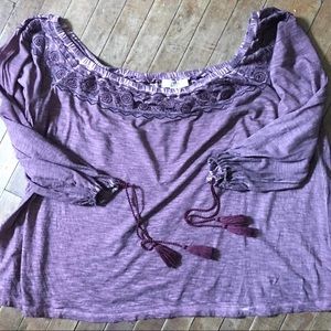 Vintage America purple off the shoulder blouse XL